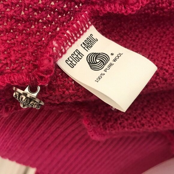 Geiger Austria Pink Boiled Wool Button Front Cardigan Sweater Medium Knit Career - Picture 4 of 12